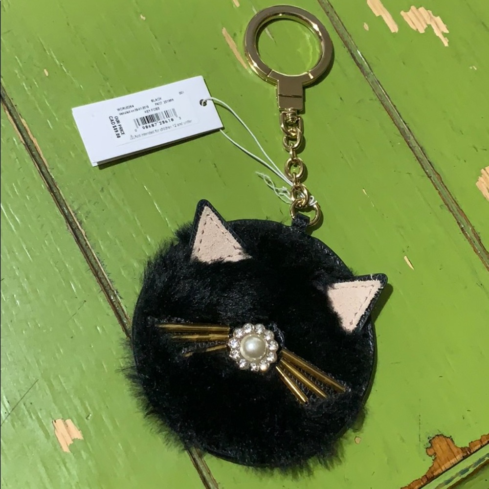 Kate Spade black cat keychain